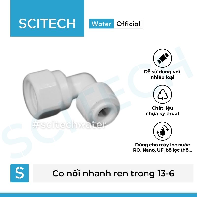 Co nối nhanh ren trong 13/21 ra dây 6 hoặc ren trong 21 ra dây 10 dùng trong máy lọc nước - Hàng chính hãng