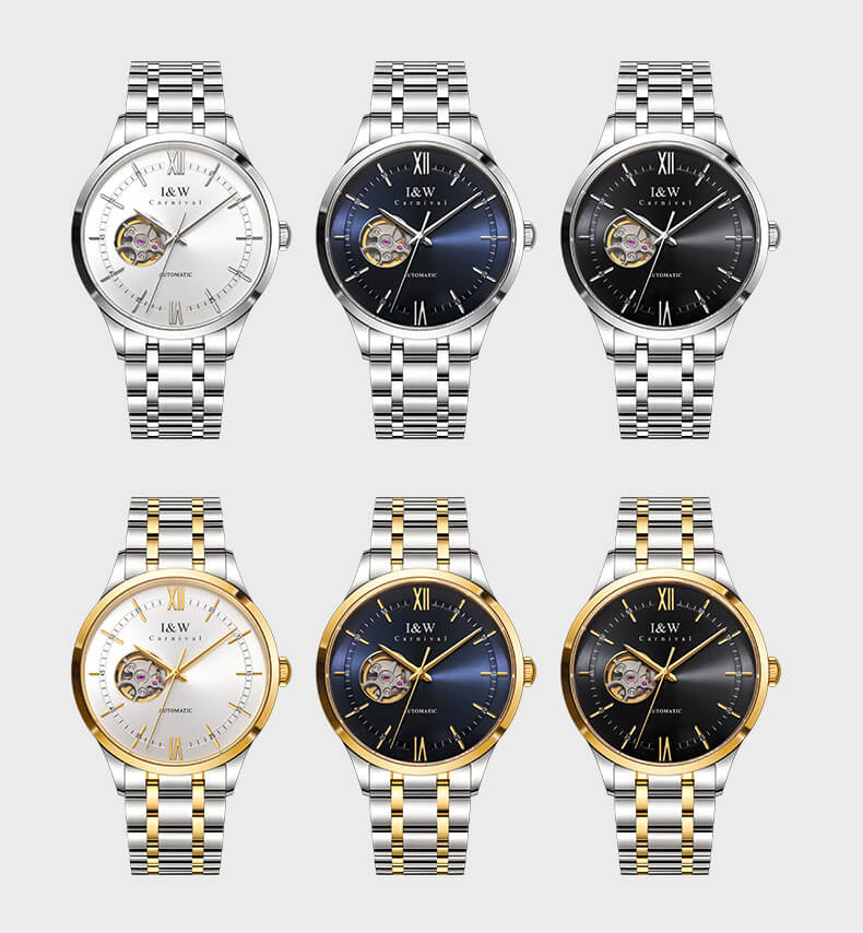 Đồng hồ nam chính hãng IW CARNIVAL IW570G-6 Kính sapphire ,chống xước,Chống nước 30m ,Bảo hành 24 tháng,Máy cơ ,Dây kim loại thép không gỉ 316L,thiết kế lộ cơ đơn giản