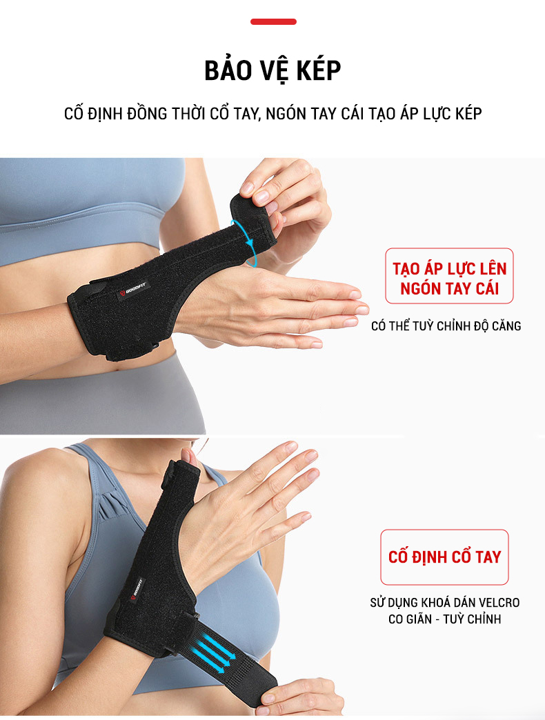 Băng nẹp cố định ngón tay cái, cổ tay GoodFit GF305W (trái/phải)