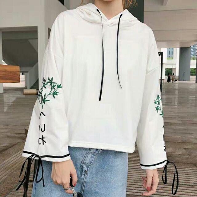 ÁO HODDIE ÁO KIỂU NỮ TAY DÀI HỌA TIẾT HOA CHO HỌC SINH SINH VIÊN