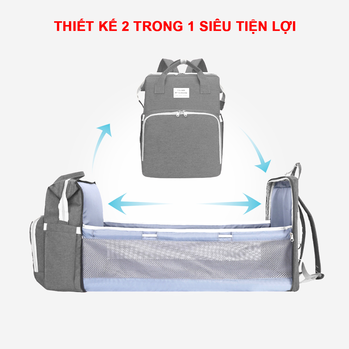 Balo bỉm sữa tích hợp nôi di động tiện lợi Baby-S, Túi bỉm sữa đa năng cao cấp kết hợp nôi gấp gọn - SB026