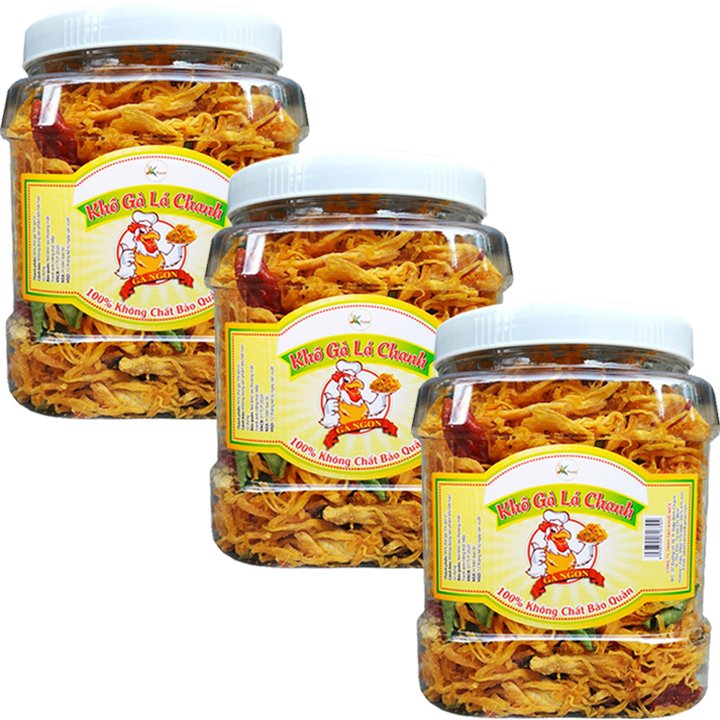 Hình ảnh [Combo 3 Hũ] Khô gà lá chanh loại cao cấp thương hiệu SK FOOD - mỗi hũ 300G