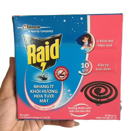 NHANG MUỖI RAID ÍT KHÓI HƯƠNG CỎ HOA 10 KHOANH TRÒN