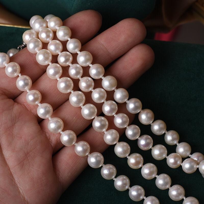 Chuỗi Đeo Cổ Hạt Size 8ly Hạt Bóng Tròn Đều, Vòng Cổ Ngọc Trai Nước Ngọt Tự Nhiên Thanh Lịch - Ngọc Trai Trường Thịnh