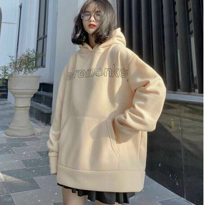 Áo Hoodie Unisex Tay Phồng Hàn Quốc Chữ Efiremonkey Cặp Nam Nữ FREESHIP ĐẸP Khoác Nỉ Có Nón 2 Lớp Thu Đông Chống Nắng