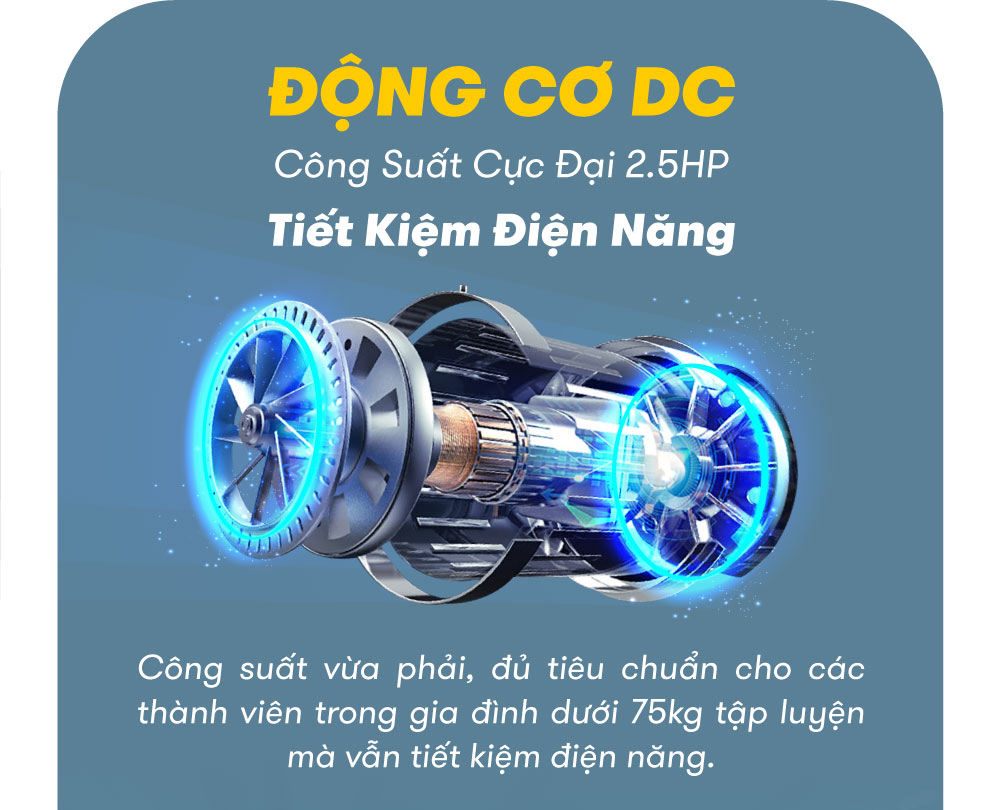 Máy Chạy Bộ Điện ELIP Ares Pro nhỏ gọn, động cơ 2.5HP, bảo hành chính hãng