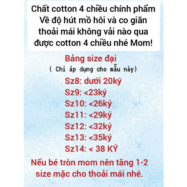 BBND4 (20kg-38kg) Bộ tay ngắn quần dài cotton 4 chiều chuẩn sịn bé trai SIZE ĐẠI. ĐỒ BỘ BÉ TRAI