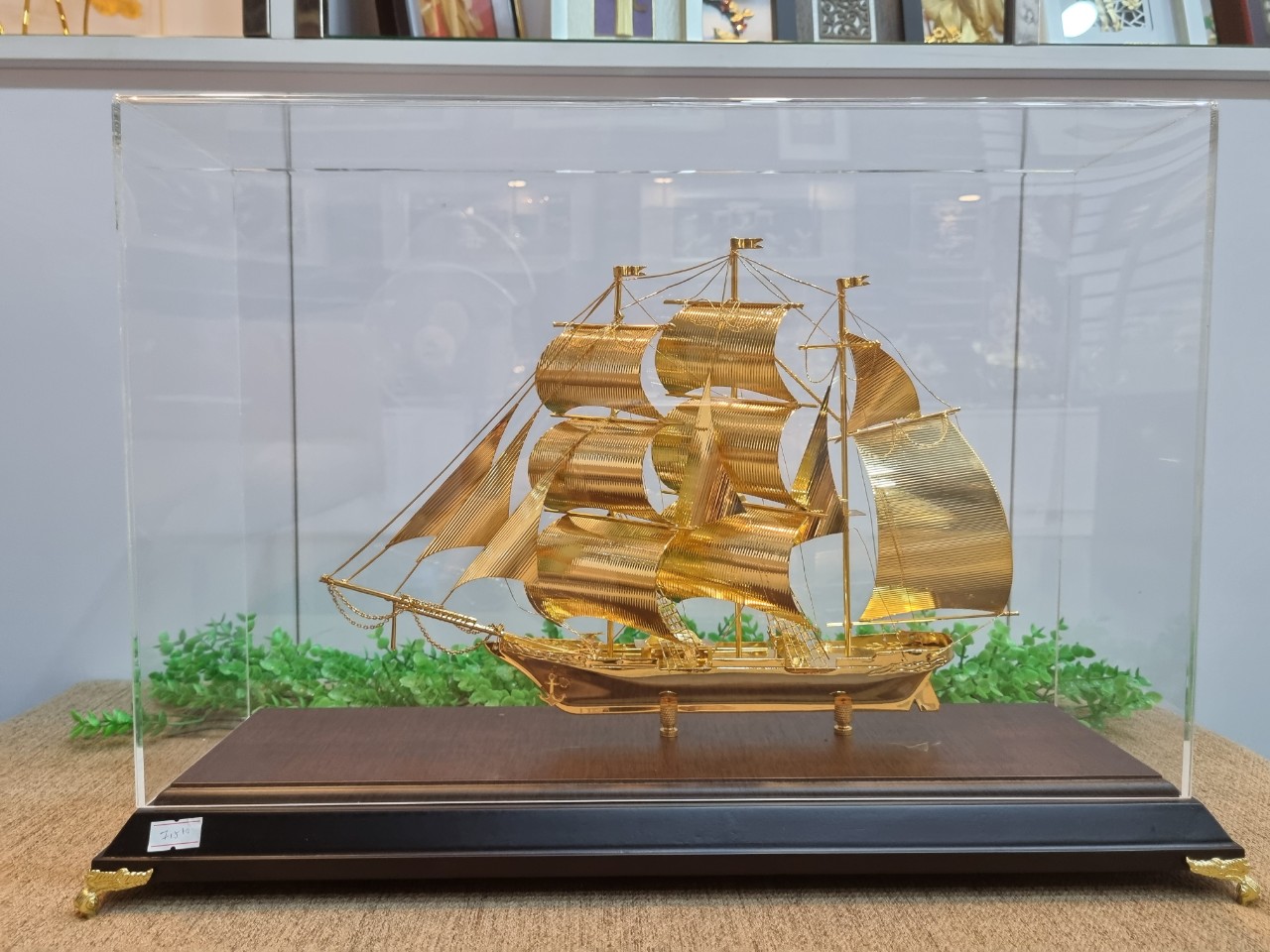Mô hình thuyền buồm mạ vàng MT Gold Art L53- Hàng chính hãng, trang trí nhà cửa, phòng làm việc, quà tặng sếp, đối tác, khách hàng, tân gia, khai trương