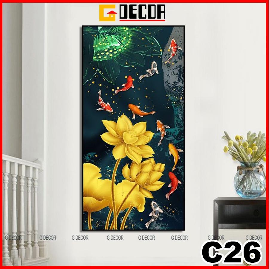 Tranh treo tường canvas 1 bức phong cách hiện đại Bắc Âu tranh cửu ngư quần hội trang trí phòng khách, phòng ngủ spa 26