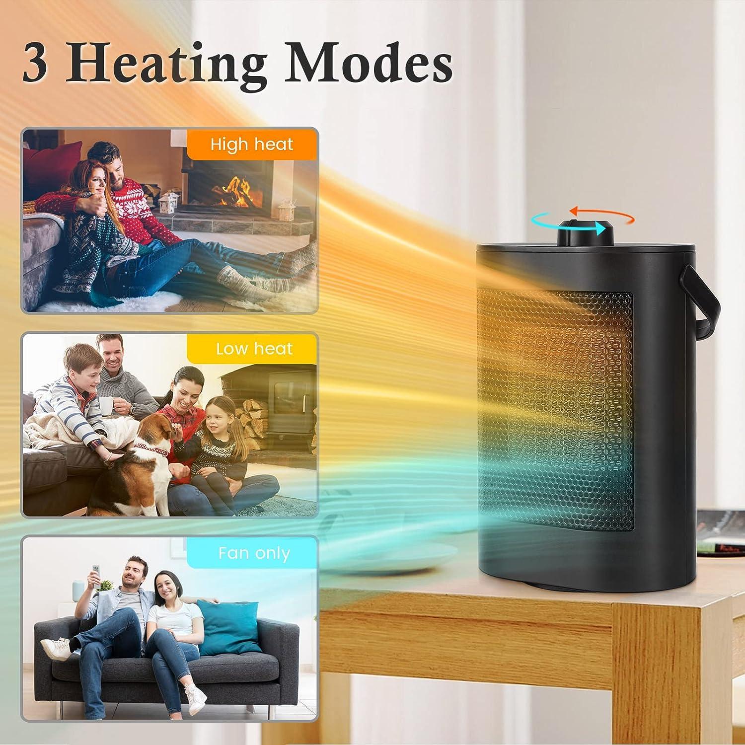 Máy sưởi không gian bằng điện mini Quạt sưởi tiết kiệm năng lượng bằng gốm, Máy sưởi không gian di động cho phòng tắm, văn phòng, phòng khách