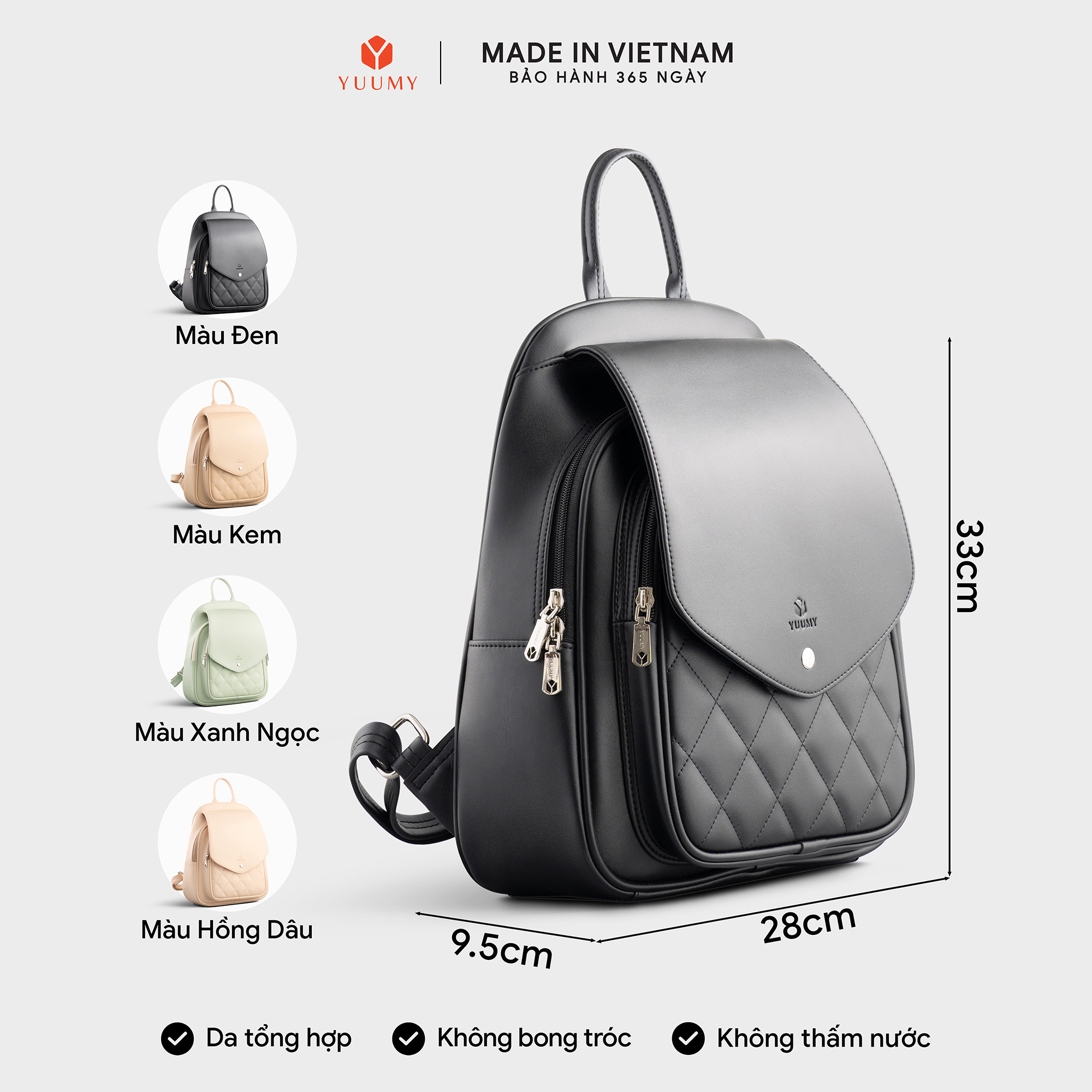 Balo Yuumy ( Thời trang nữ đựng phối nắp gập - Balo da Seasand YBA108 )