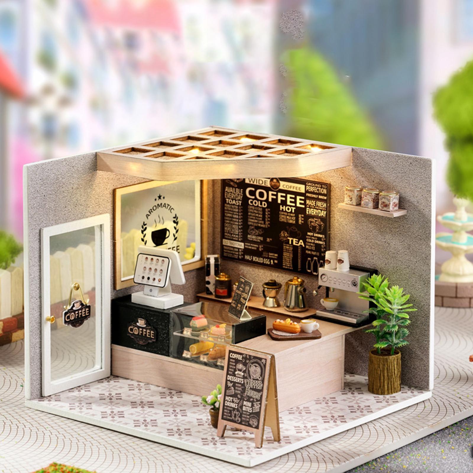 Unfinished Dollhouse DIY Kit Tiny House Building Kit Creative Room Home Dollhouse Model with Lights for Adults Friends Children Gifts