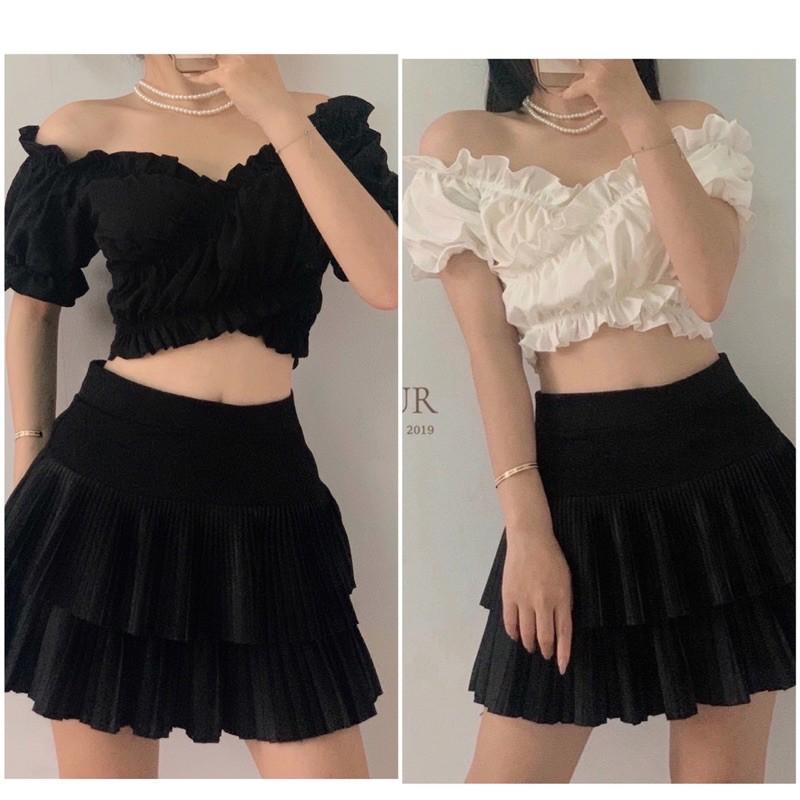 Áo croptop cổ v đắp chéo buộc nơ quyến rũ rất dễ mặc và phối đồ