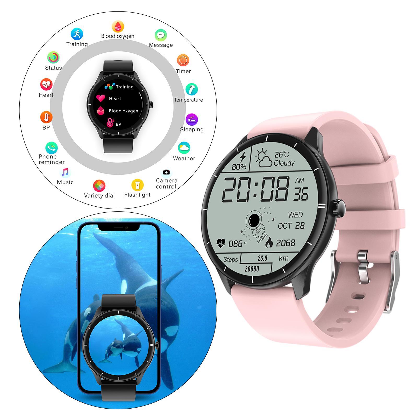 Sports Round Smartwatch 1.28 inch Bluetooth Call Body Temperature Pink