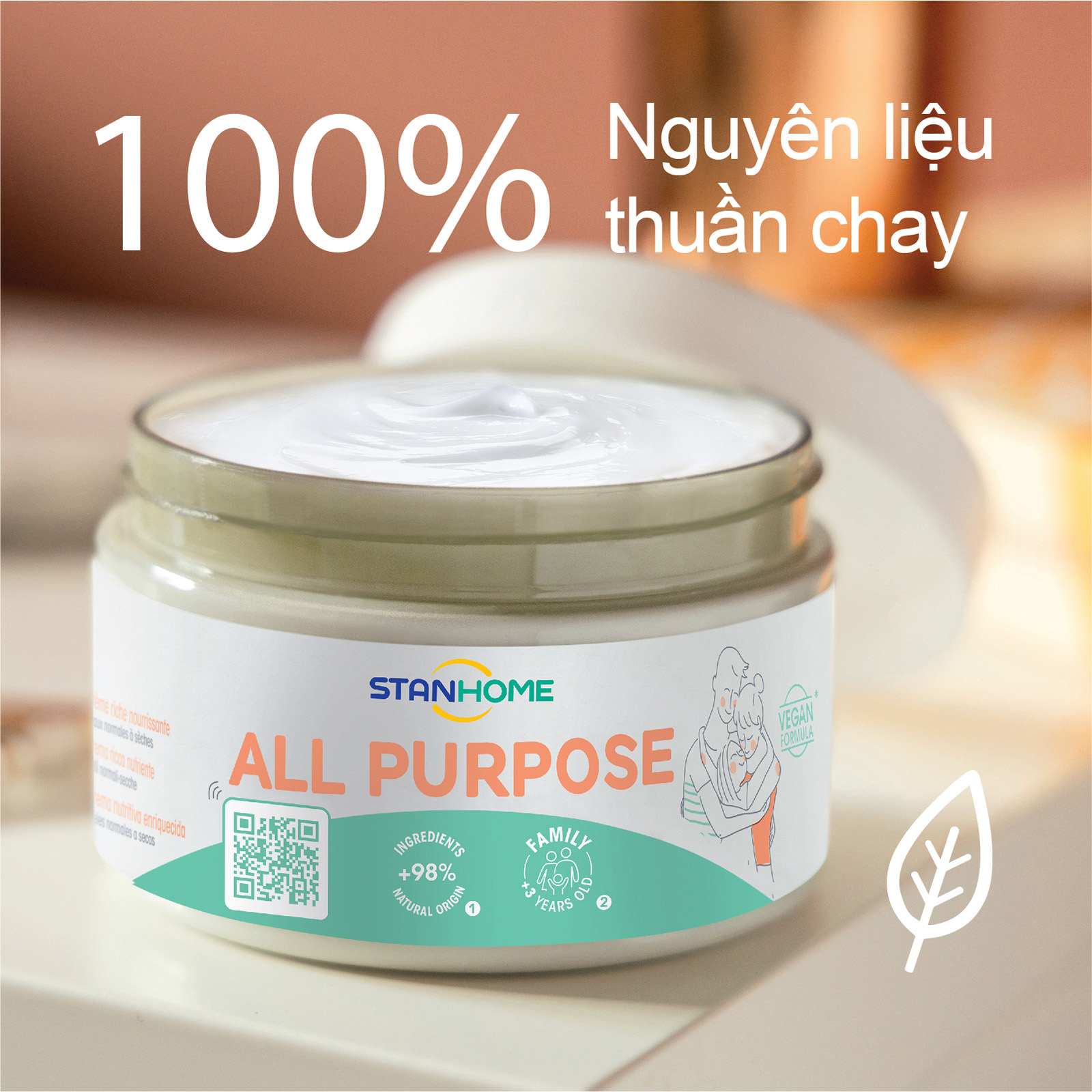 Kem dưỡng ẩm làm dịu, làm mềm cho da khô & da nhạy cảm Stanhome Family Expert All Purpose 300ml/hũ