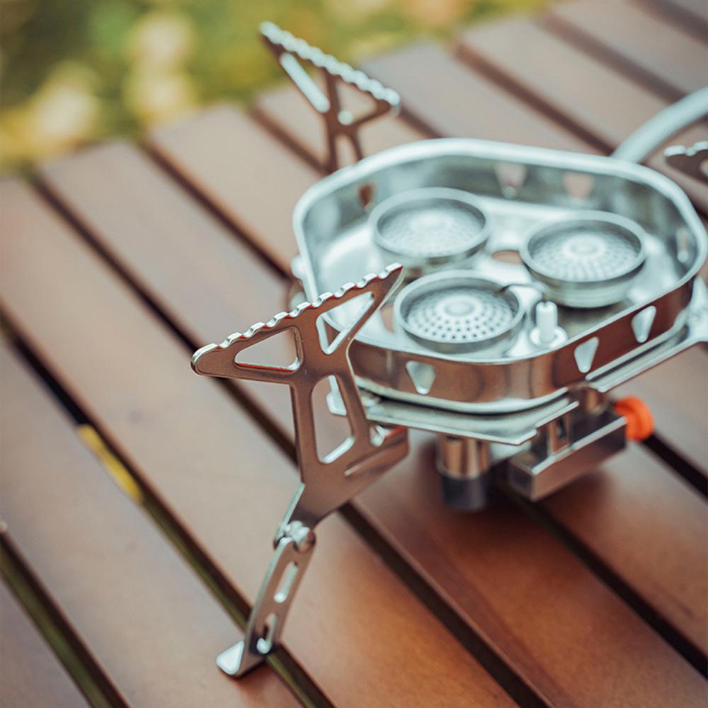 5800W Big Power Backpacking Stove with Piezo Ignition Portable Folding Camping Gas Stove Furnace for Outdoor Cooking Picnic Barbecue