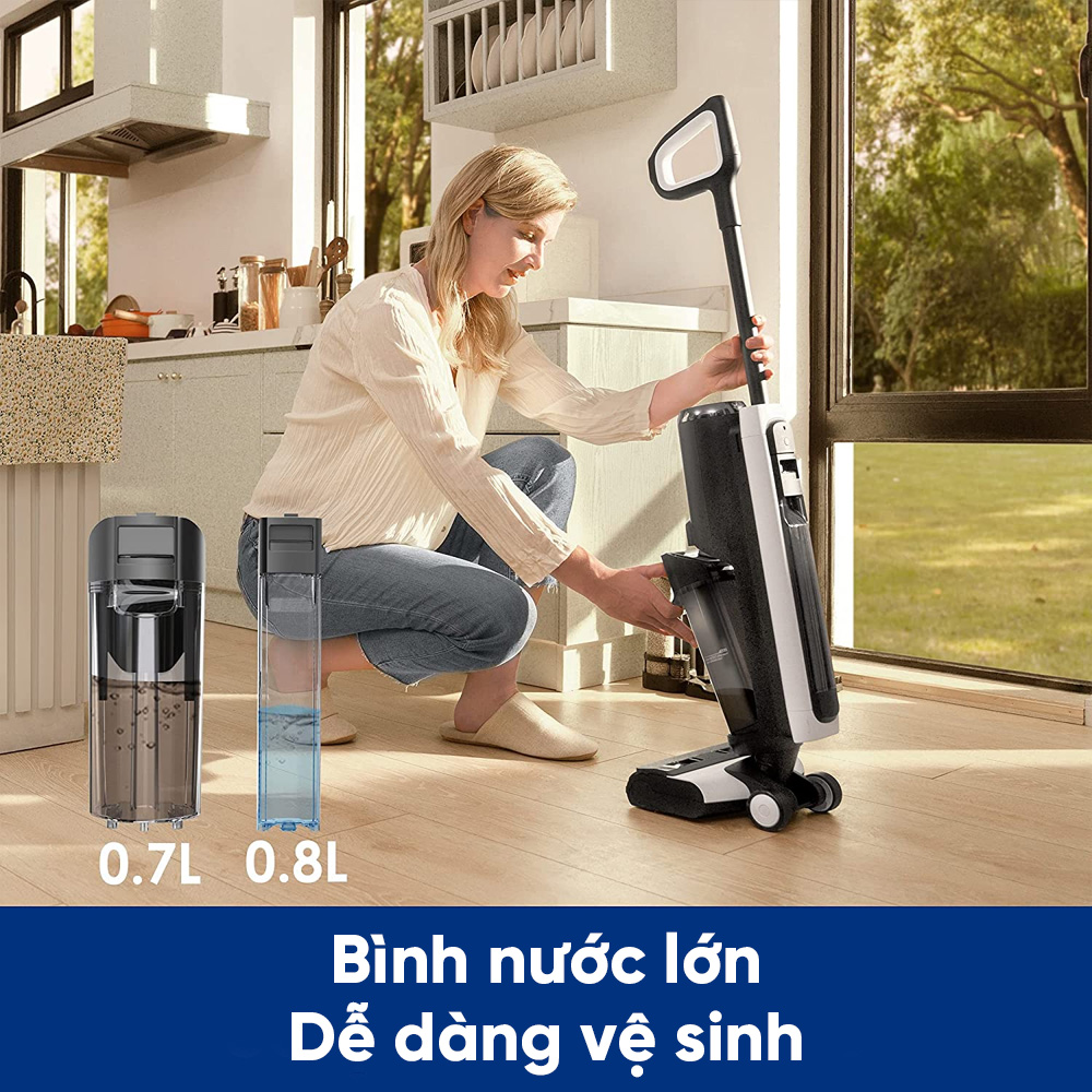 Máy Hút Bụi Không Dây, Máy Hút Bụi Lau Sàn Khô Uớt TINECO Floor One S5 Thương Hiệu Mỹ Công Nghệ Tự Giặt Giẻ, Diệt Khuẩn Với Lực Hút 12,000 Pa, Công Suất Hút 30 W - Hàng Nhập Khẩu