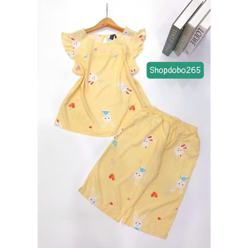 Đồ bộ nữ,đồ ngủ mặc nhà lửng tay cánh tiên vải lanh mềm,mát BL 169 hoạ tiết dễ thương size 45-70kg