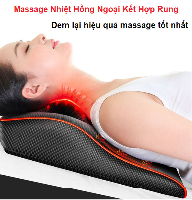 Gối Massage Đa Năng, Massage Tựa Lưng Xe Hơi - Gối Mát Xa Hồng Ngoại Bản 16 Bi Lăn Cao Cấp+ Rung Massage Lưng Đa Chức Năng