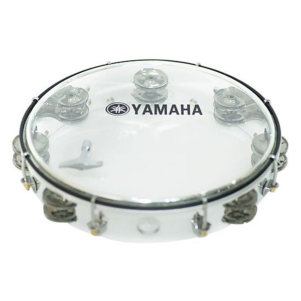 Combo trống lắc tay Tambourine Yamaha trắng trong + bao 3 lớp