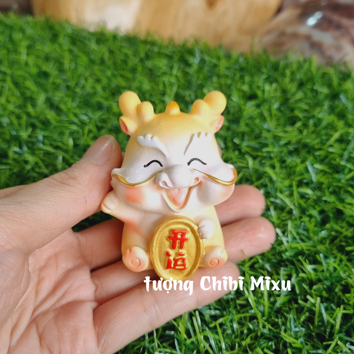 Bộ 04 tượng Rồng vàng kèm cây tiền và chân đế ngang Tài Lộc Phát Giàu có Đồ trang trí Quà tặng
