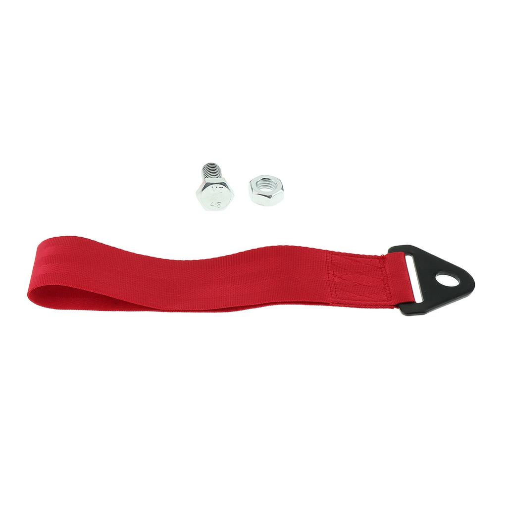Universal Car 2 Ton Tow Hauling Towing Strap Rope Loop With Hook, Red