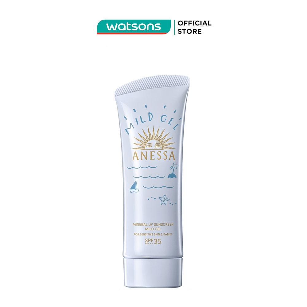 Gel Chống Nắng Anessa Moisture UV Sunscreen Mild Dịu Nhẹ Cho Da Nhạy Cảm &amp; Trẻ Em SPF35 PA+++ 90g
