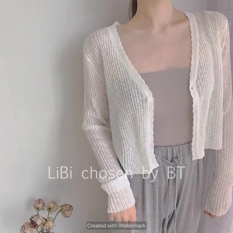 ÁO CARDIGAN LEN GÂN MỎNG DÁNG CROPTOP