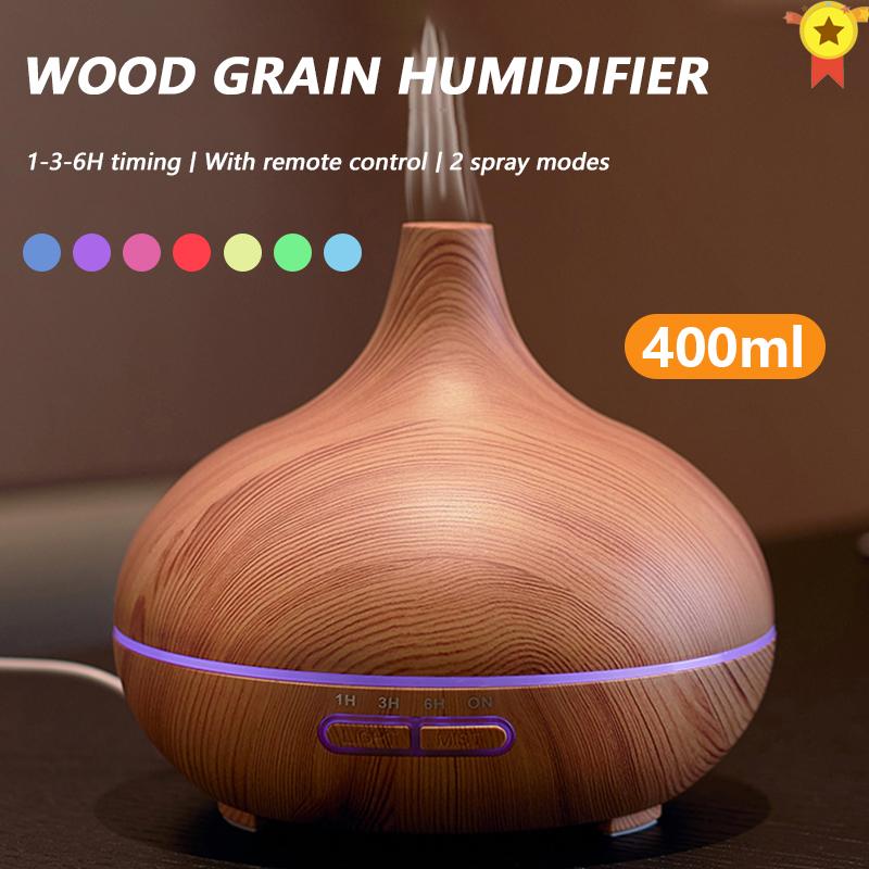 Mới Nhất 400Ml Tinh Máy Khuếch Tán Tinh Dầu Phun Sương Tạo Ẩm Không Khí Có Điều Khiển Từ Xa Nồi Cơm Điện Từ Máy Tạo Độ Ẩm Không Khí Hạt Gỗ Cho Nhà Văn Phòng
