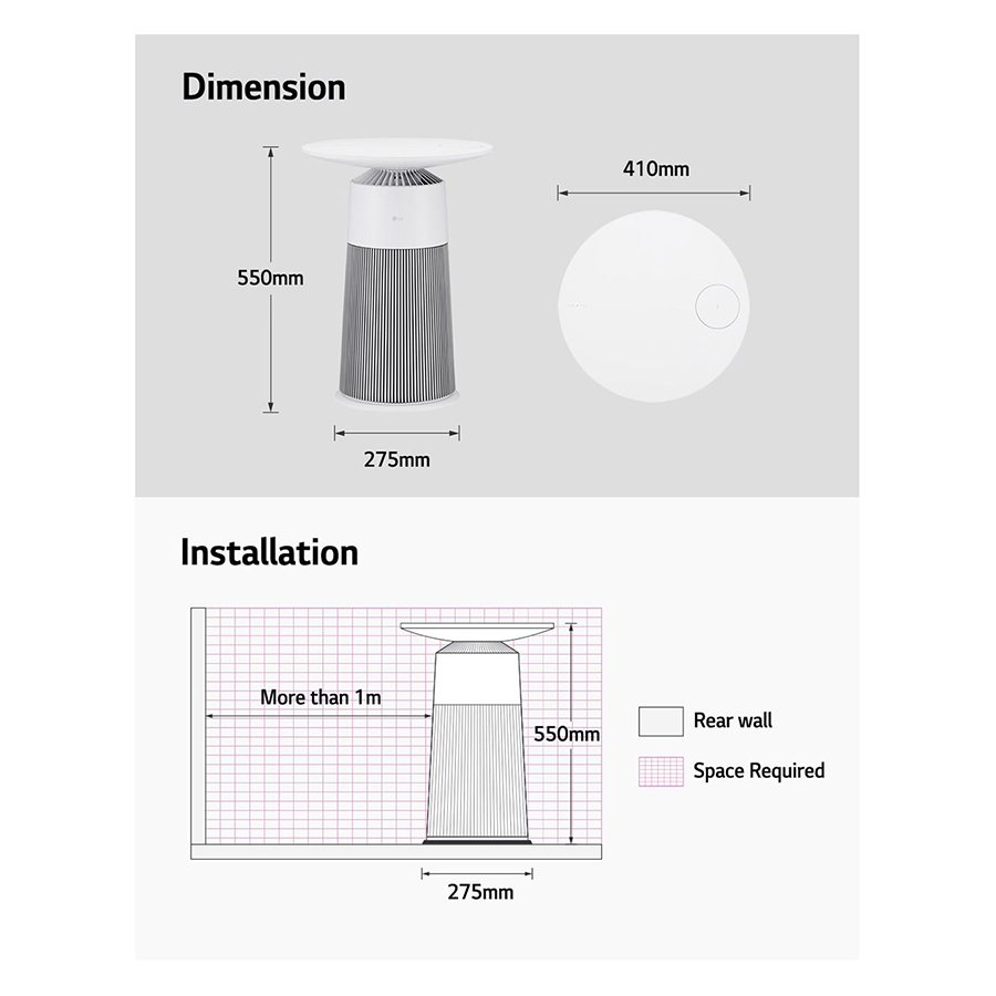 Máy lọc khí LG PuriCare AeroFurniture màu trắng AS20GPWU0 - Hàng chính hãng