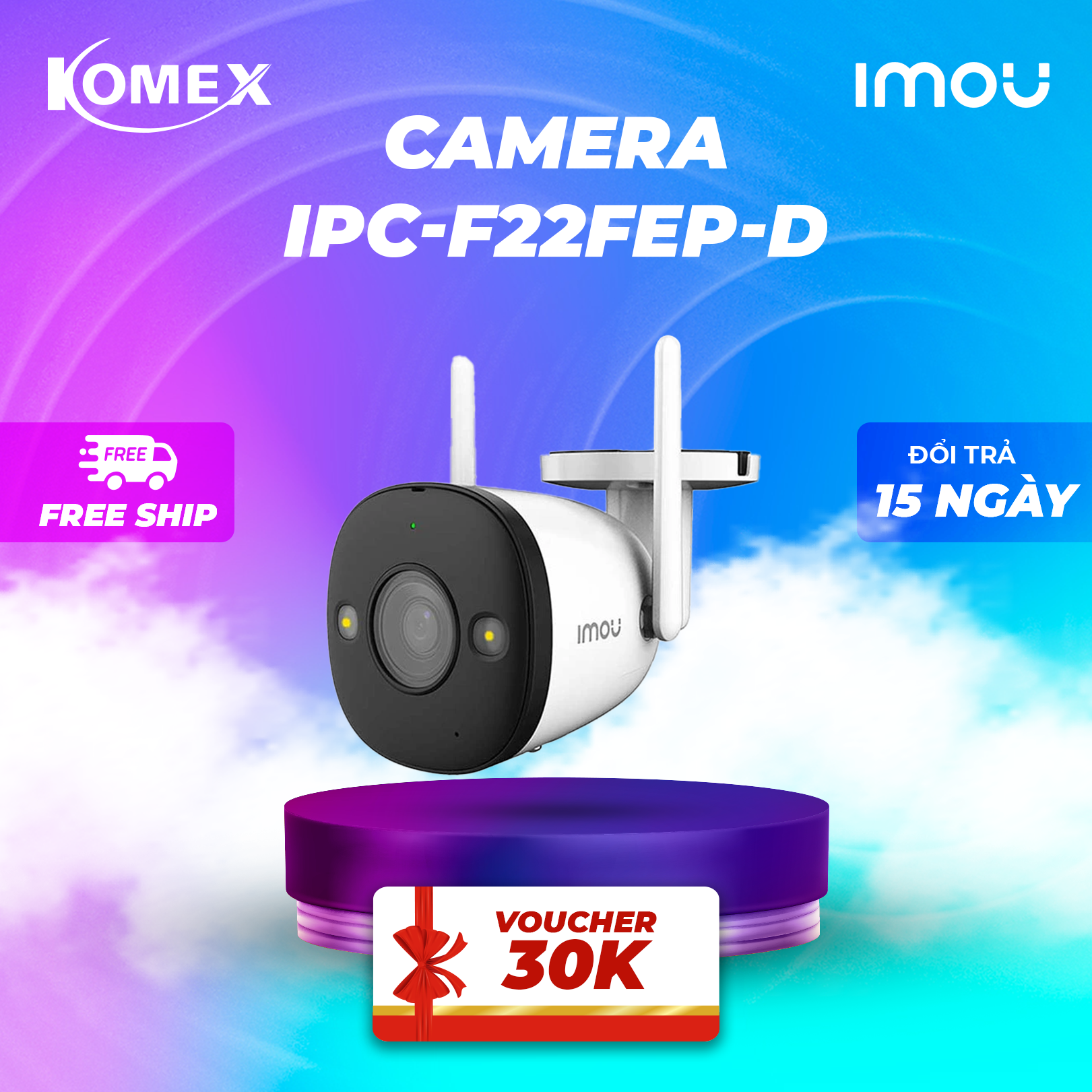 camera Wifi ngoài trời Imou Bullet 2 (2MP) I IPC-F22PF22FPF22FEP hàng chính hãng