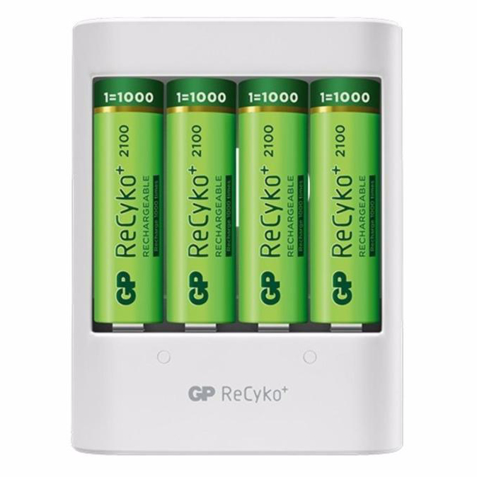 Pin Sạc GP U411 ReCycko+ Batteries With Charger U411 Free USB Charger Program, 2000mAh (4 Viên/Vỉ) - Hàng Chính Hãng