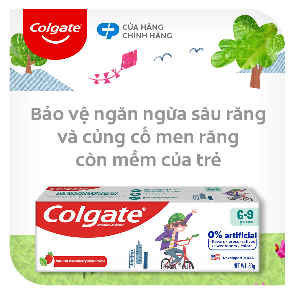 Bộ 2 Kem đánh răng trẻ em Colgate Kid Free From 6-9 80g/tuýp