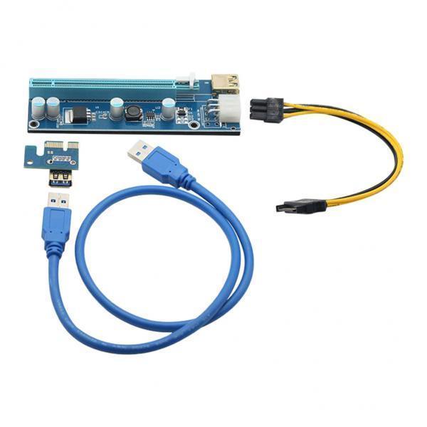 2x60cm PCI-E Riser Card 009S 1x to 16x Extender Adapter USB 3.0 Cable