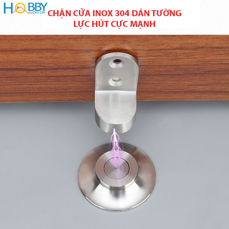 Bộ chặn cửa chống va đập nam châm hít dán sàn inox 304 Hobby Home Decor CC5 có keo dán và đinh ốc không rỉ sét