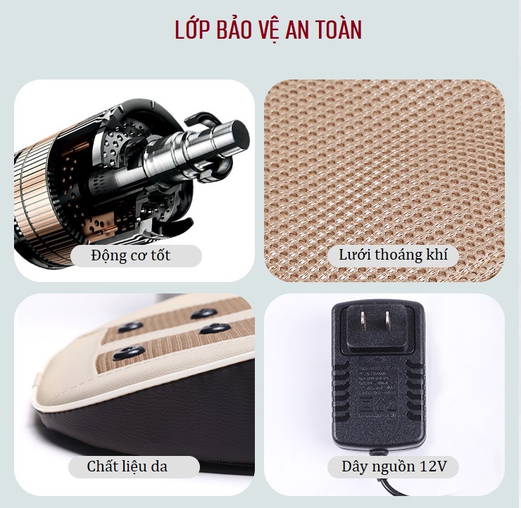 Gối massage lưng , cổ, vai, gáy hồng ngoại cao cấp