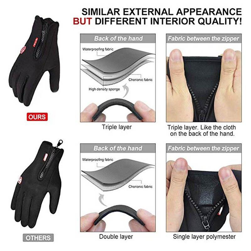 Găng tay mùa đông cho nam giới chống nước Găng tay lạnh bằng xe máy trượt tuyết lái xe máy lái xe kéo dài màn hình cảm ứng ấm áp găng tay Color: Black Size: XL