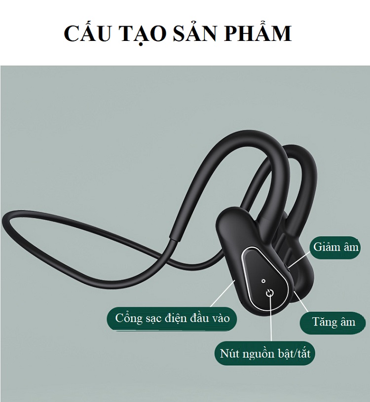 Tai Nghe Bluetooth Không Dây A-01 Truyền Âm Qua Xương 5.0