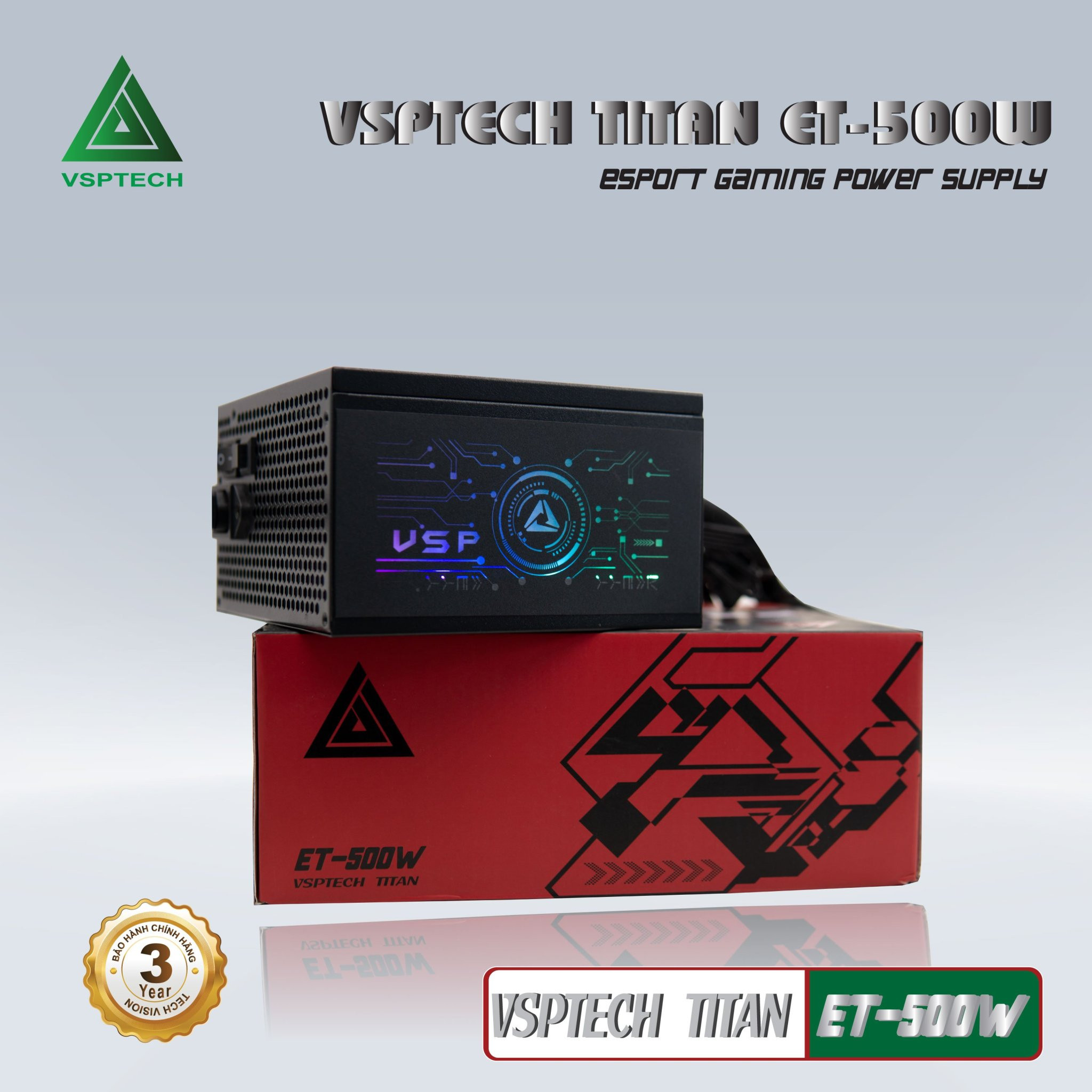 Nguồn VSPTECH TiTan ET500W LED Hông RGB Sync (500W)-hàng chính hãng