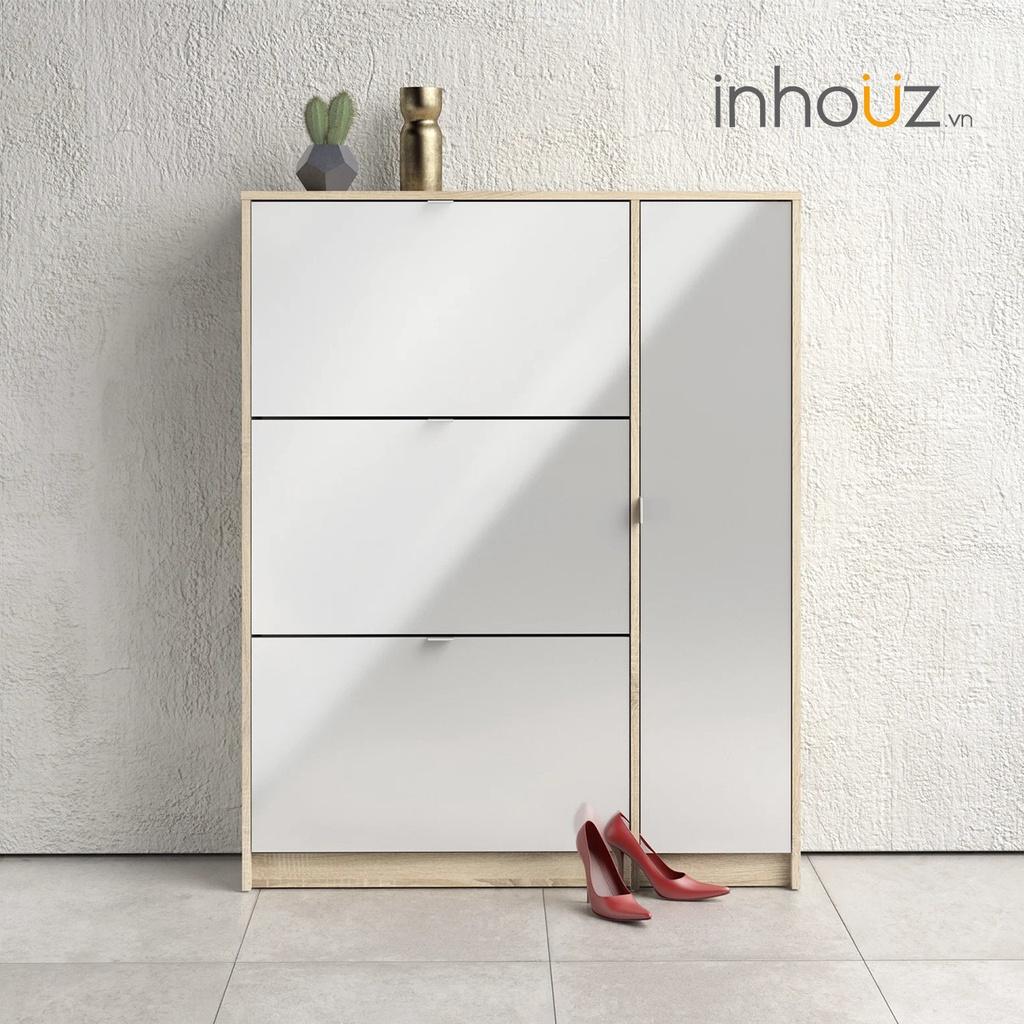 Tủ giày gỗ 3 cánh lật kèm 4 hộc tủ - Shoe Storage Cabinet - INHOUZ - HOTG0005