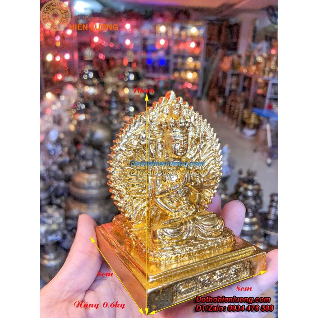 Tượng Phật Bà Nghìn Mắt Nghìn Tay Mạ Vàng Cao 10cm- Vật Phẩm Phong Thủy