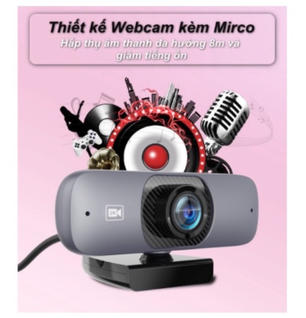 Webcam UHD 2K Kèm Micro Góc nhìn siêu rộng 130 độ