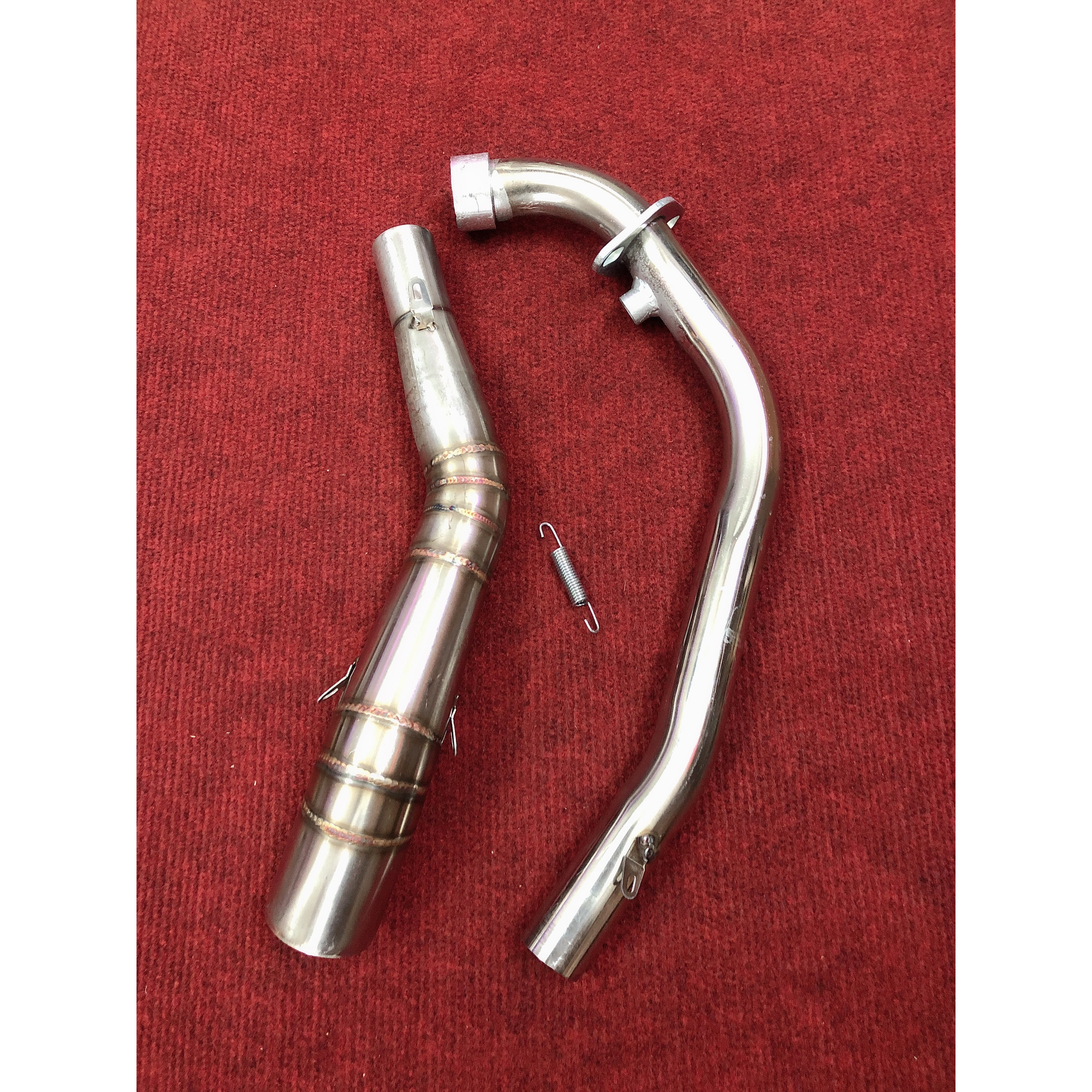 Cổ pô tăng inox 2 khúc gắn lon dành cho xe máy