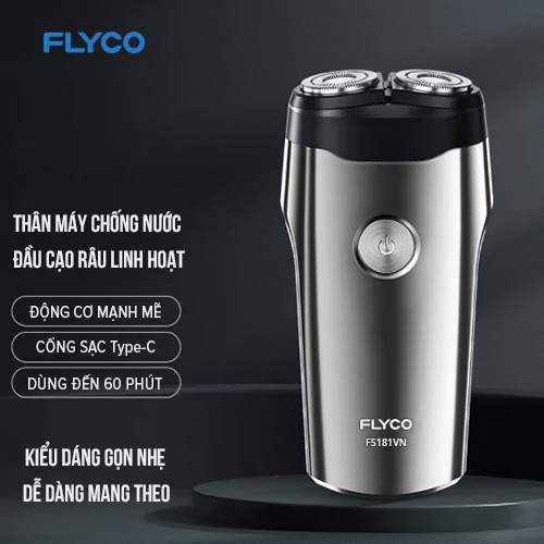 Máy Cạo Râu 2 Lưỡi Kép Flyco FS181VN Kháng Nước IPX7 Lưỡi Cạo 3D  -  Hàng chính hãng