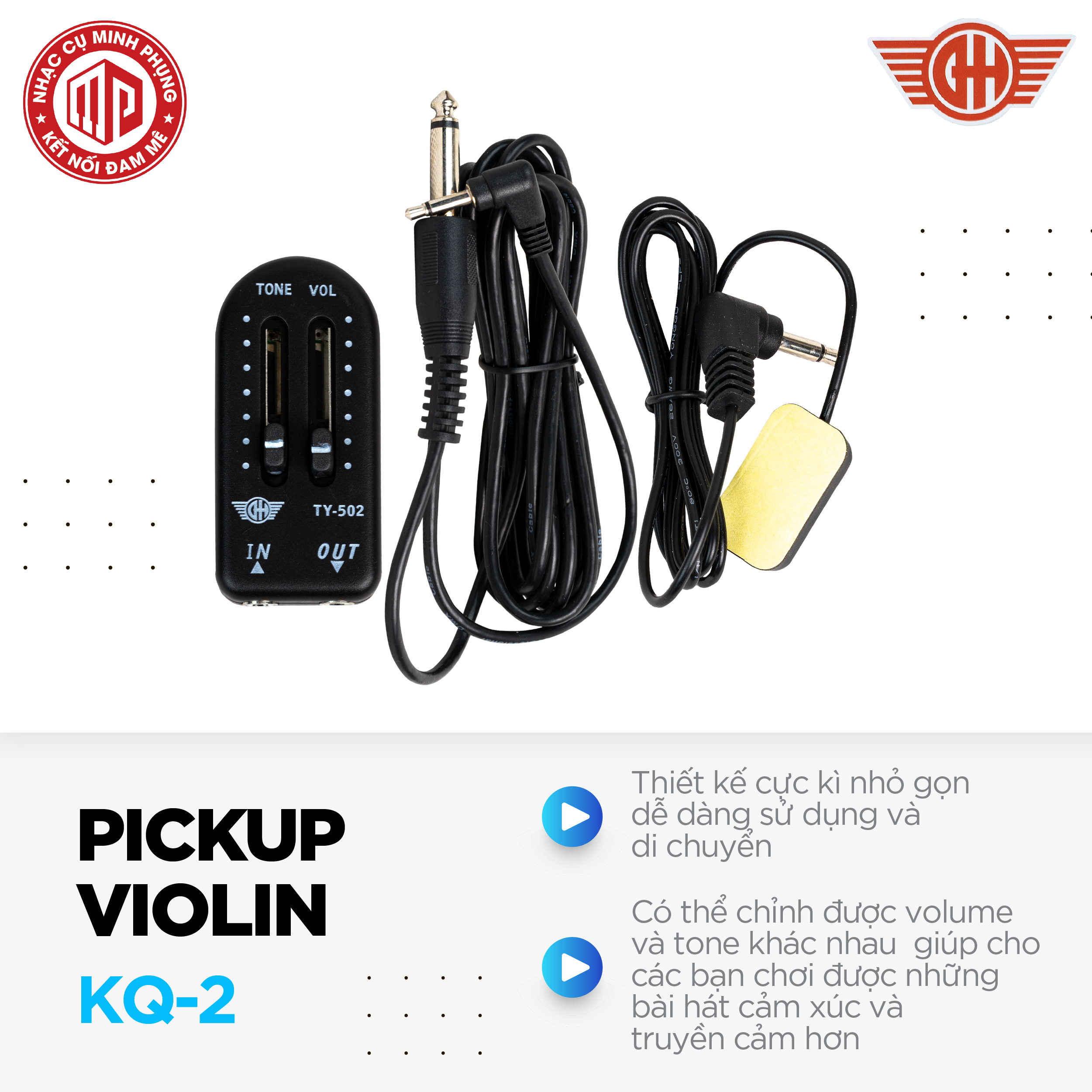 Pickup, Pick up, Pick-up Violin (Vĩ cầm) - Kzm Kurtzman KQ-2 (KQ2) - Dành cho tất cả loại đàn Violin - Hàng chính hãng