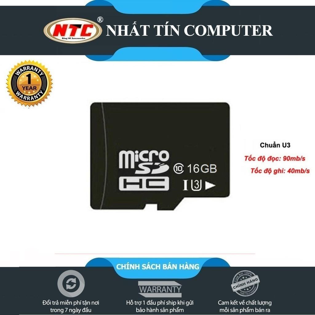 Thẻ nhớ microSDHC Noname 16GB UHS-I U3 hỗ trợ 4K - chuyên dụng camera IP (Đen)