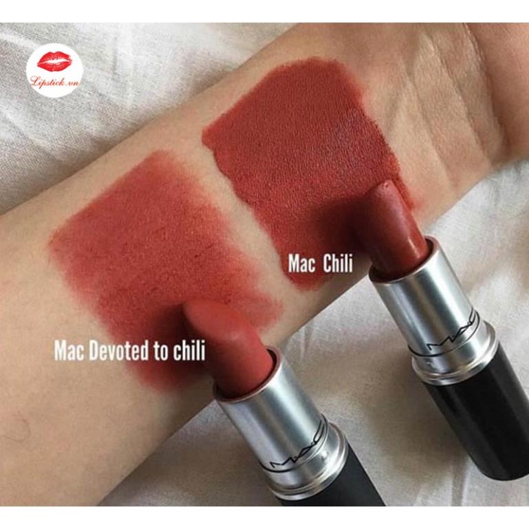 Son MAC Chili 602 Màu Đỏ Gạch Thời Thượng, Bất Chấp Mọi Màu Da