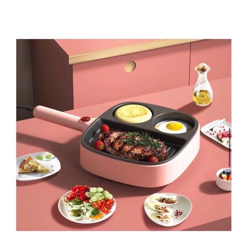Chảo điện chiên xào chống dính 3 ngăn