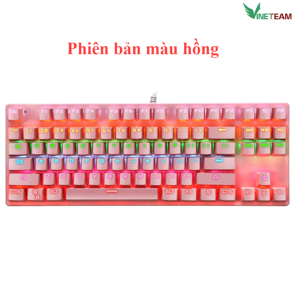 Bàn Phím Cơ Máy Tính 87 Phím VINETTEAM K550 Led Đổi Màu Nhiểu Chế Độ Khác Nhau, Blue Switch Chơi Game Dùng Văn Phòng Cực Đã - hàng nhập khẩu