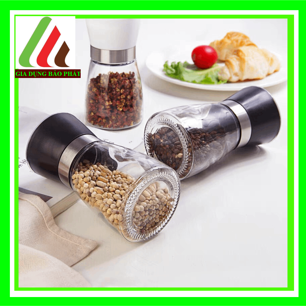 Dụng cụ xay tiêu, xay hạt khô đa năng bằng thủy tinh mini cầm tay thiết kế tiện dụng